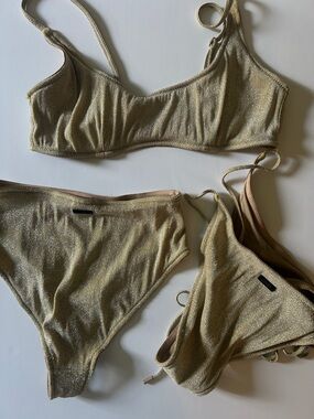 Triangl gold sparkle bikini set